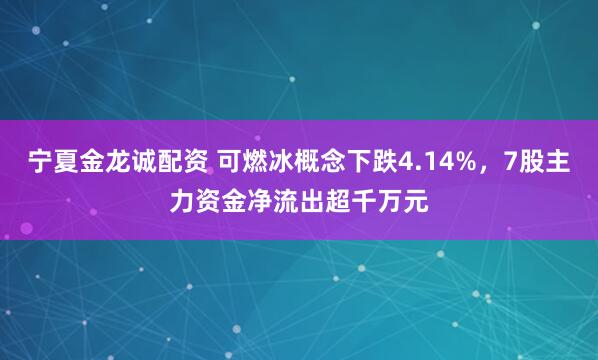 宁夏金龙诚配资 可燃冰概念下跌4.14%，7股主力资金净流出超千万元